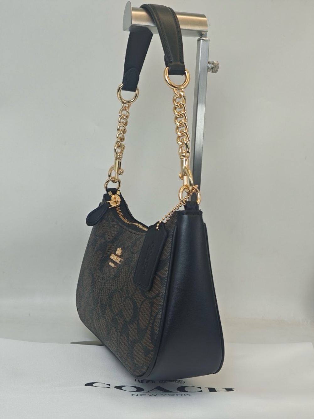 Coach Dark Brown Signature Mini Hobo with Gold Chain - Picture 4 of 12